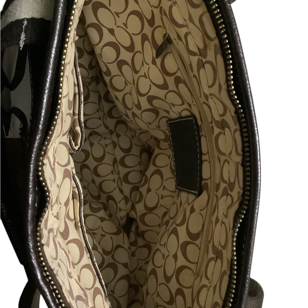 Coach Brown and Cream Signature Canvas Tote - Picture 4 of 5